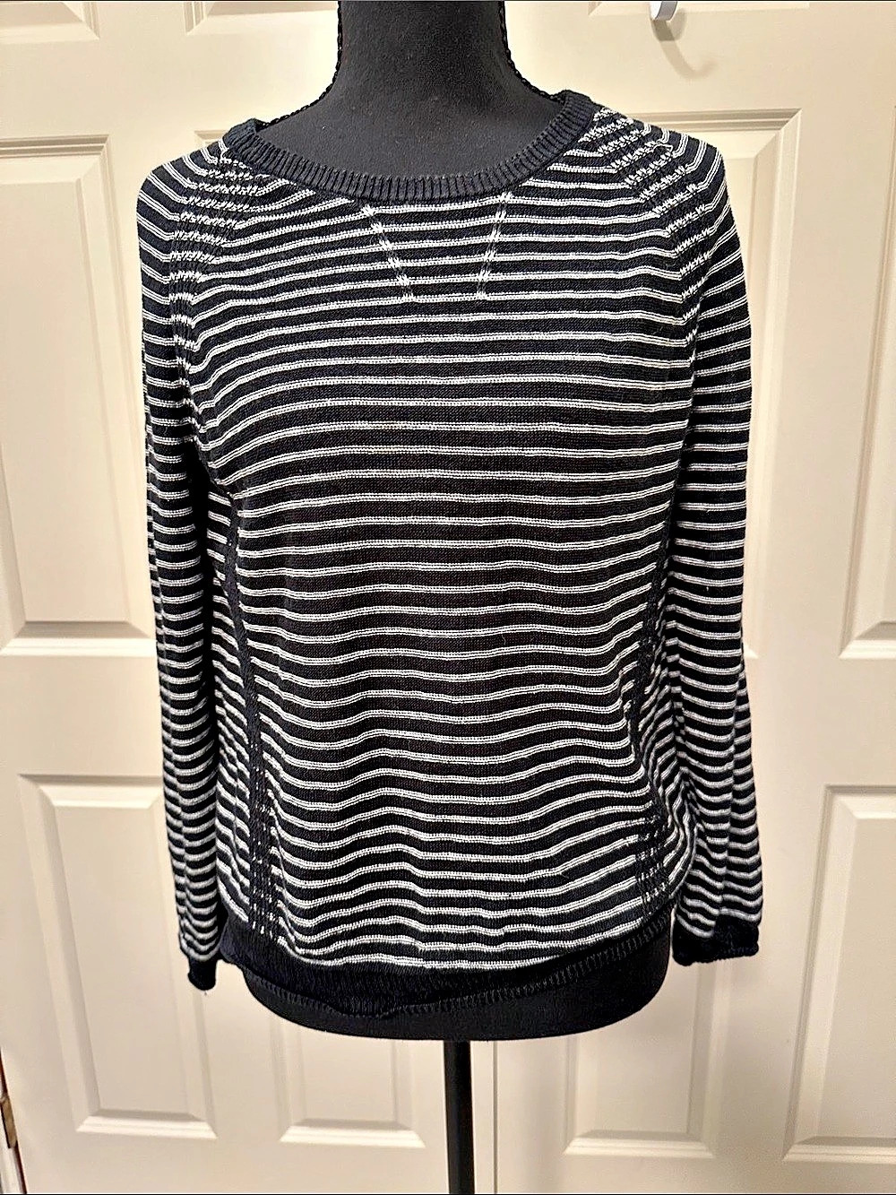 Garnet Hill Striped Linen Sweater Size Medium